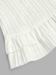Sweetra Plus Size Women Solid Color Pleated Casual Versatile Daily Outing Long Sleeve Shirt Fall - White - View 5