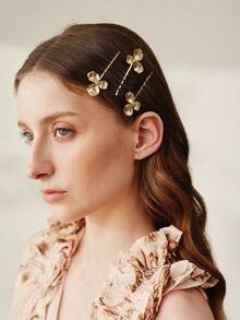 MOTF 3 STYLISH PERSONALIZED PREMIUM FLOWER HAIRPINS - Gold - View 5