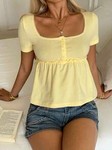 Women Sports Tees & Tanks - 黃色 - 查看 4