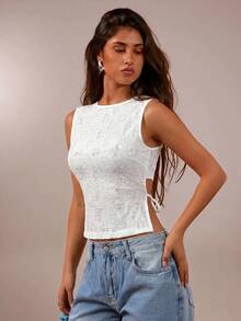 Avantive Women's Round Neck Slim Fit Versatile Daily Casual Top - White - View 5