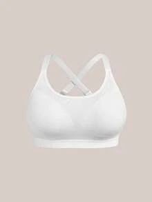 Barelissa 1 pieza Sujetador sin aros cómodo con relleno fino básico liso de copa grande talla grande - Blanco - Ver 1