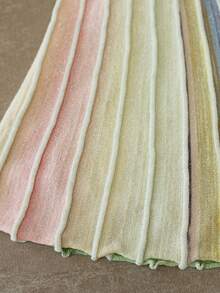 MOTF PREMIUM CONTRAST COLOR STRIPED KNIT SKIRT - Green - View 8