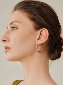 MOTF PREMIUM Pendientes vintage con micro engaste de piedra de color y círculo chapados en oro - Multicolor - Ver 7