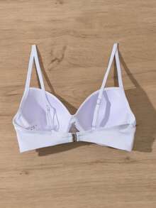 Voyashape Top de bikini de moda con fruncido de unicolor para playa de verano para mujer - Blanco - Ver 5