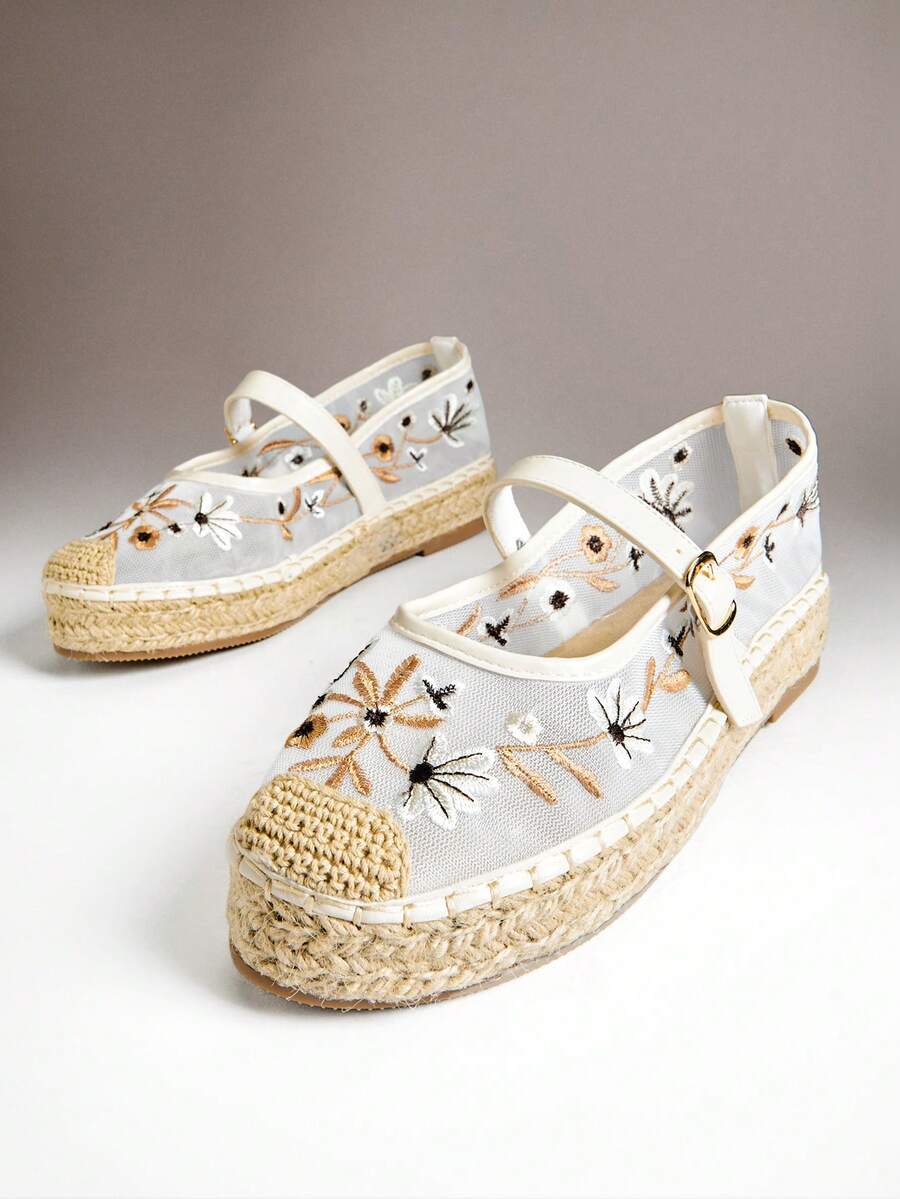 Solezae 女款花卉刺繡波希米亞風度假鞋 - 白色 - 查看 1