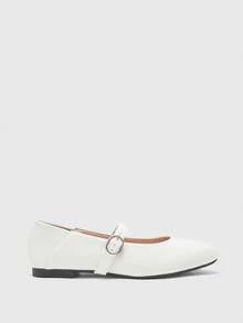 CUCCOO BIZCHIC Women's Shoes, Vacation Leisure Commuting, Comfortable Soft Sole Glossy Solid Color Round Toe Y Slip-On And Two Flat Shoes - White - View 8