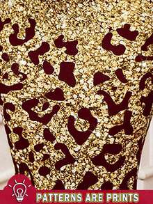 SHEIN Lady 2025 New Women's Elegant Leopard Print Fishtail Hem Burgundy Dress, Summer,Cheetah Print - Burgundy - View 10