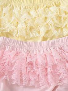 Souflis Souflis 2 Packs Baby Girls Summer Ruffle Bloomers Shorts Pink White Striped Lace Mesh - Multicolor - View 4