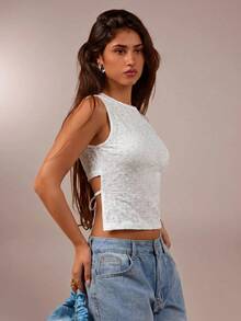 Avantive Women's Round Neck Slim Fit Versatile Daily Casual Top - White - View 4