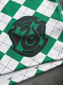 HARRY POTTER X SHEIN PAVTROS Men's Checkered Print Drawstring Waist Casual Shorts - Multicolor - View 4