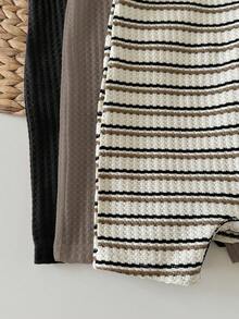 Baby Boys Casual Striped Rib Knit Sleeveless Romper For Summer For Everyday Wear - Multicolor - View 5