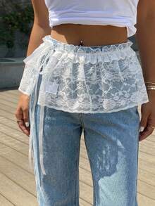 FRIFUL Women Lace Tiered Ruffle Skirt, Layered Cake Skirt, Suitable For Spring And Summer - White - View 8