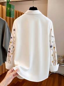Resyla Women's 3D Floral Print Single-Breasted Long Sleeve Casual Shirt - Multicolor - View 2