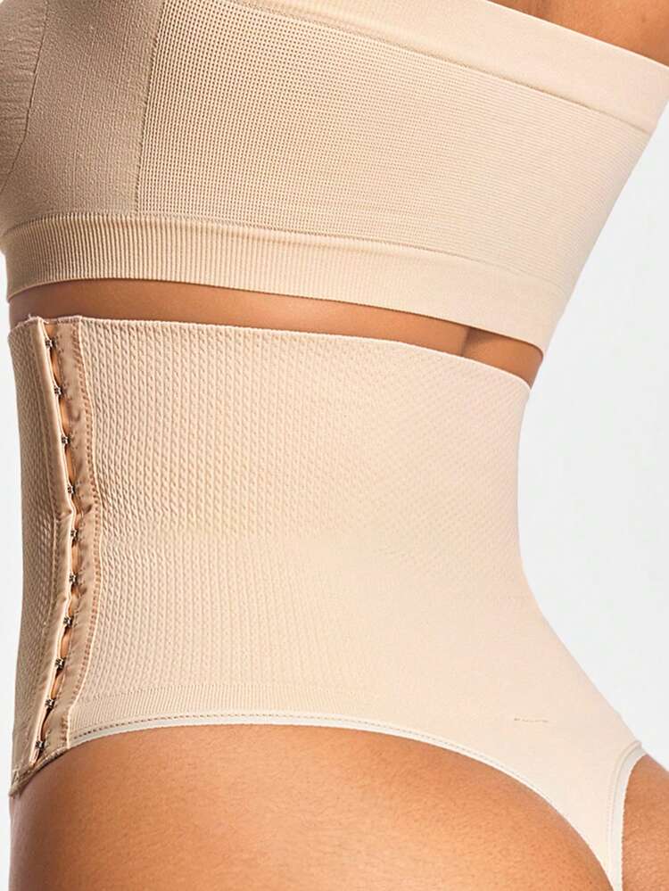 SHEIN Prenda moldeadora de unicolor con diseño de hebilla tipo g-string para mujeres - Beis - Añade 2