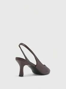CUCCOO BIZCHIC Chaussures à talons aiguilles mi-hauteur à bout pointu marron pour femmes avec bride arrière et boucle slingback. Les chaussures pour femmes sont convenues pour les déplacements quotidiens, les rendez-vous, les fêtes et le port au bureau. Chaussures pour femmes - Café brun PU - Voir 9