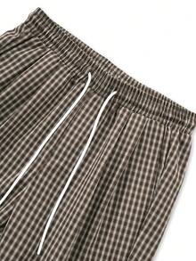 Manfinity Hypemode Men's Drawstring Waist Plaid Straight Leg Loose Casual Pants - Multicolor - View 6
