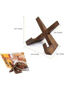 1PC Wooden Cookbook Holder Stand Adjustable Foldable Page Holder Recipe Book Stand Kitchen Countertop Shelf Organizer Rustic Brown Home Decor Kitchen Accessories Cook Apron Baking - brown - View 8
