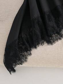 SHEIN Atasan Halter untuk Remaja Putri, dengan Hiasan Renda, Cocok untuk Sehari-hari & Acara Jalan-jalan - Hitam - View 6