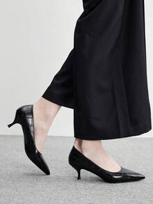 CUCCOO BIZCHIC Zapatos de tacón alto versátiles con punta puntiaguda para mujer, para uso diario, para Navidad y primavera - Negro. - Ver 4