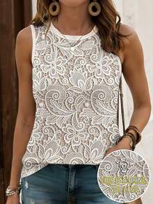 EMERY ROSE Áo tank top nữ cổ tròn in hoa, kiểu dáng thoải mái, thích hợp mặc hàng ngày vào mùa hè. - Nhiều màu - Xem 1