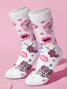 Mean Girls | SHEIN 女款中筒襪，柔軟透氣吸濕，休閒甜美風，時尚加強腳趾與腳跟，耐穿，四季適用，適合夏季與冬季 - 白色 - 查看 5