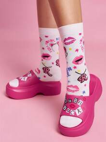 Mean Girls | SHEIN 女款中筒襪，柔軟透氣吸濕，休閒甜美風，時尚加強腳趾與腳跟，耐穿，四季適用，適合夏季與冬季 - 白色 - 查看 3