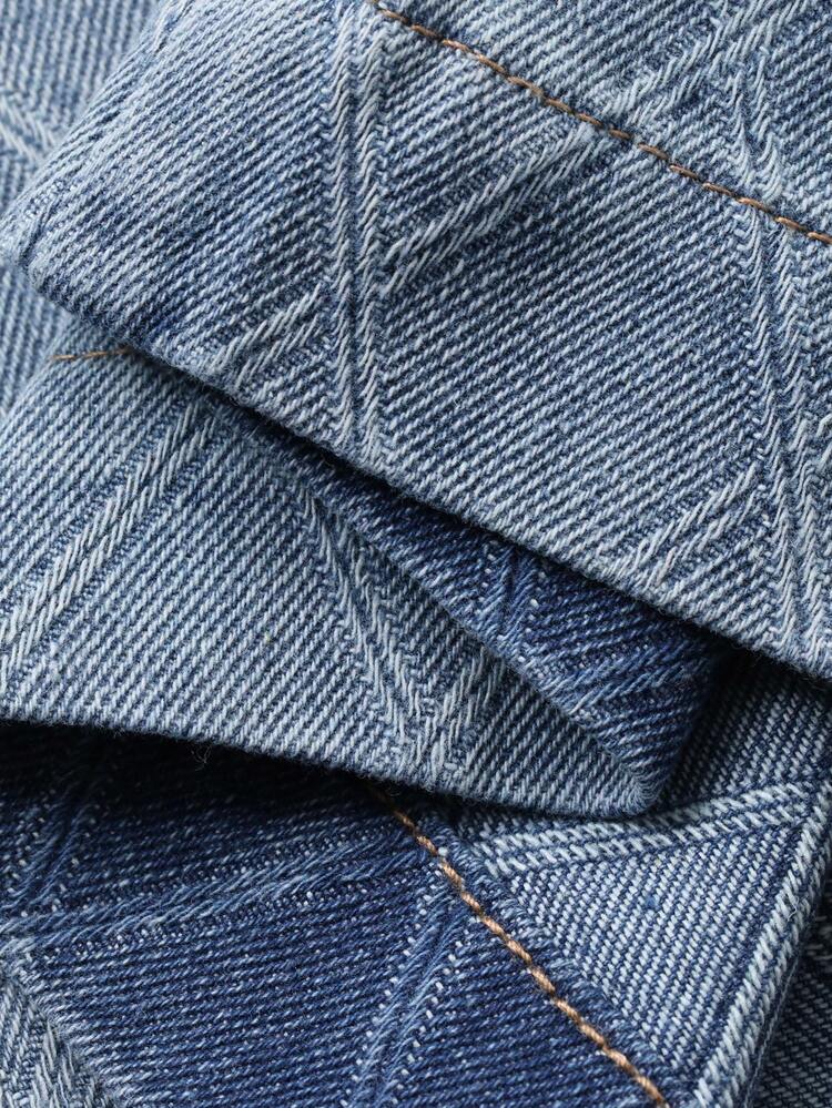 Women's Plaid Textured Ombre Rhinestone Design Casual Loose Straight Leg Jeans