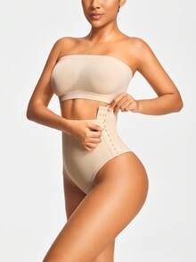 SHAPORA Prenda moldeadora de unicolor con diseño de hebilla tipo g-string para mujeres - Beis - Ver 7