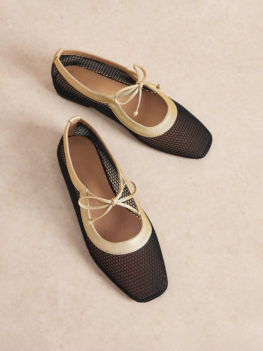 Rosivie Women's Bow Design Casual Versatile Fashion Flat Shoes - Gold - View 1