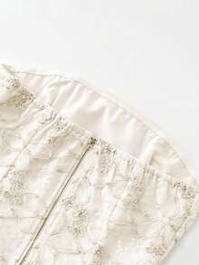 Franclia Women's Elegant Elegant Embroidered Sequin Strapless Pink Top - White - View 5