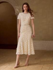 MOTF PREMIUM RHINESTONE FISH TAIL HEM DRESS - White - View 4