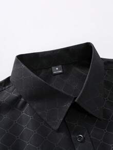 Manfinity Mode Men's Black Autumn Business Casual Smart Office Shirt,Winter Long Sleeve Button Up Formal Shirt For Date Evening Wedding,Old Money - Black - View 5