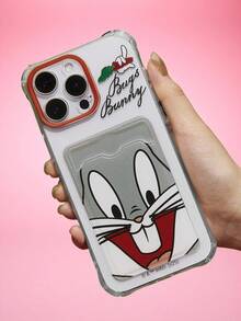 LOONEY TUNES X SHEIN Card Case Anti-Collision Mobile Phone Case, Compatible With IPhone - Light Grey - View 2