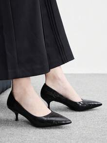CUCCOO BIZCHIC Zapatos de tacón alto versátiles con punta puntiaguda para mujer, para uso diario, para Navidad y primavera - Negro. - Ver 3