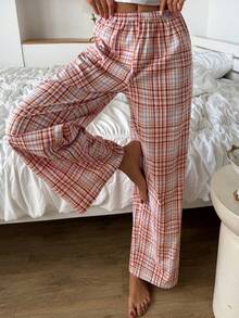 DAZY Women's Plaid Casual Daily Home Lounge Pants Pajama Bottoms - Red - View 5