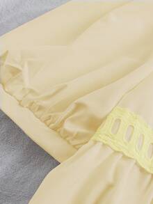 GlowEve Camisa de mujer de unicolor, con pliegues y abotonadura sencilla, versátil para uso diario - Amarillo claro - Ver 4