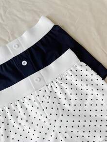 SHEIN Tween女孩休閒日常百搭舒適波點細肩帶背心短褲套裝 - 彩色 - 查看 8
