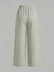 SHEIN Essnce 3pcs/Set Women's Casual Waist Tie Straight Leg Pants With Pockets, Suitable For Summer - Multicolor - View 8