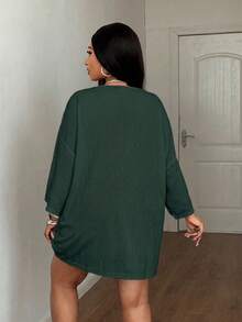 Maweii Plus Size Casual Sports Lace Patchwork Color Block Letter Print T-Shirt - Multicolor - View 2