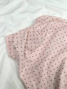 IslaSuriya Atasan Crop Tanpa Tali Motif Polkadot Berkerut untuk Wanita, Cocok untuk Pakaian Kasual Sehari-hari di Musim Panas - Baby Pink - View 3