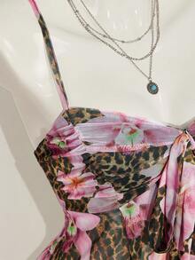 SHEIN ICON 女款印花細肩帶網眼背心上衣，度假休閒風 - 彩色 - 查看 10