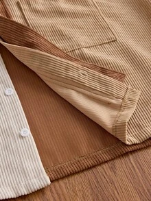 SWAVVY Men's Colorblock Short Sleeve Frog Button Casual Pocket Shirt - Brown - View 6