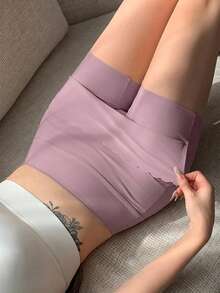 DAZY 女款防尷尬安全內褲 波浪邊三角檔護墊 - 紫色 - 查看 3