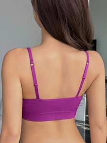 DAZY Seamless Knit Wireless Push-Up Padded Bra - Purple - View 2