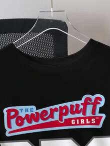 THE POWERPUFF GIRLS X SHEIN Camiseta de manga corta casual y de moda para hombre con gráficos de dibujos animados y letras, para el verano - Blanco - Ver 5