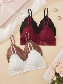 DesireSculpt Women's Lace Sexy Everyday Spaghetti Strap Bra - Multicolor - View 3