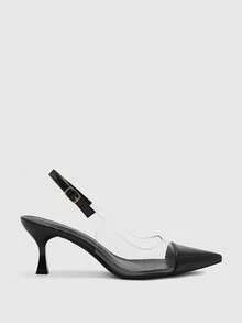 CUCCOO BIZCHIC Zapatos de tacón de aguja con punta puntiaguda y TPU transparente, elegantes para ir al trabajo/fiesta/oficina, color albaricoque, sandalias de tacón alto para mujer para Navidad - Negro brillante - Ver 2