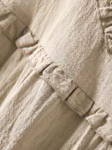 CosyJoli Plus Size Women's Solid Color Ruffle Trim Round Neck Casual Tank Top Holiday Beige Summer - Apricot - View 4