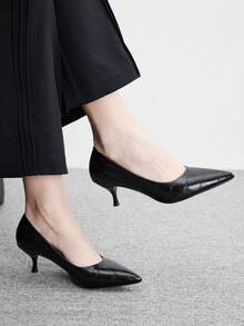 CUCCOO BIZCHIC Zapatos de tacón alto versátiles con punta puntiaguda para mujer, para uso diario, para Navidad y primavera - Negro. - Ver 5