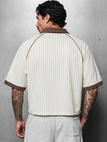 GENTILAND Camisa de manga corta casual y versátil para uso diario con bloques de color y rayas para hombres, vacaciones, regalos del Día del Padre - Multicolor - Ver 4